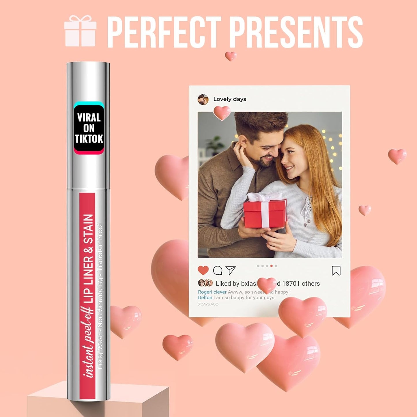 Lip Stain - Lip Liner Stain, Peel off Lip Stain with Tweezer, Natural Long Lasting Lip Stain Peel Off, Waterproof, Easy to Use, Stay on All Day, Coffee