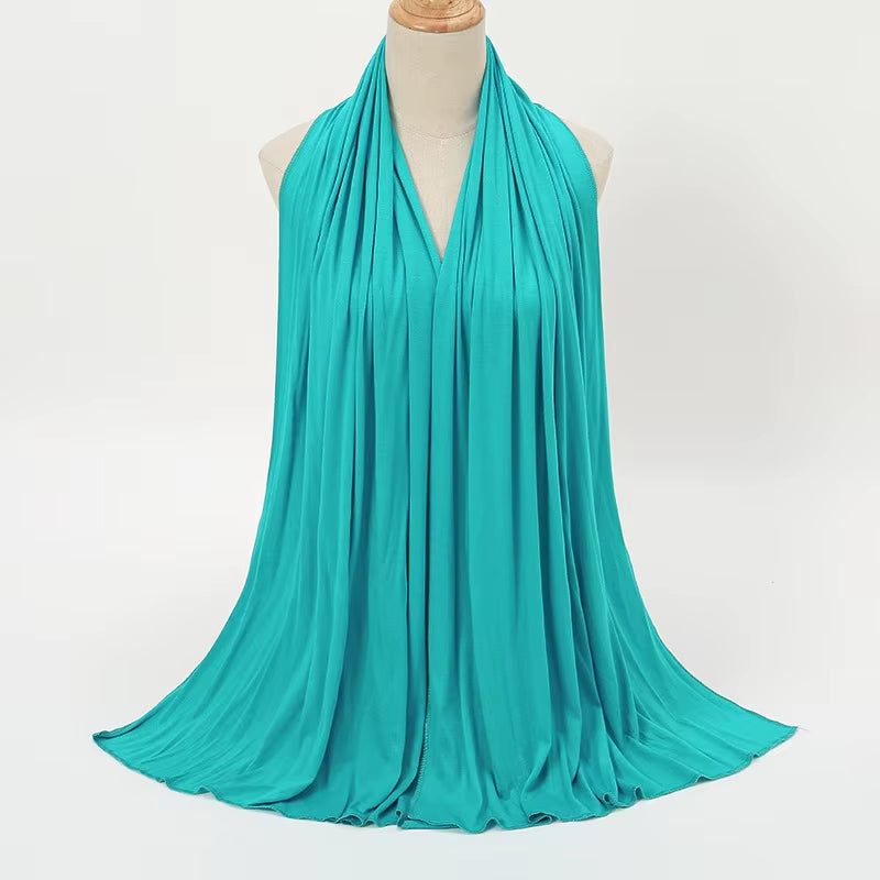 Modal Cotton Jersey Hijab Scarf for Women Stretch Shawl Plain Muslim Headband Fashion Solid Color Long Muffler 170*60Cm