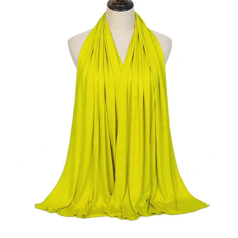 Modal Cotton Jersey Hijab Scarf for Women Stretch Shawl Plain Muslim Headband Fashion Solid Color Long Muffler 170*60Cm
