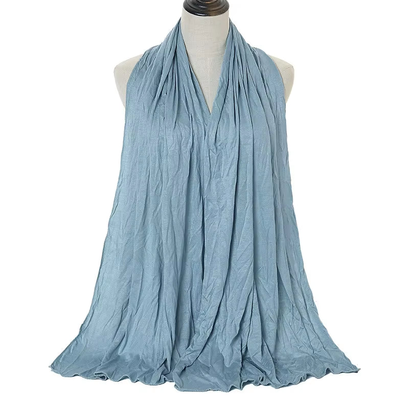 Modal Cotton Jersey Hijab Scarf for Women Stretch Shawl Plain Muslim Headband Fashion Solid Color Long Muffler 170*60Cm
