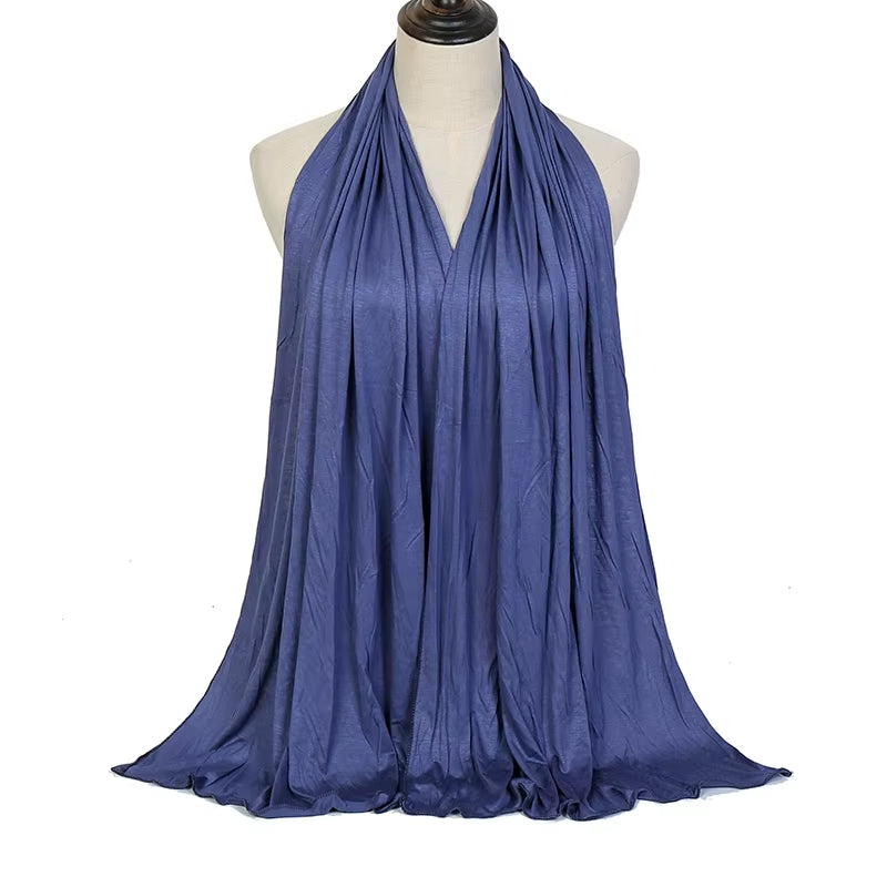 Modal Cotton Jersey Hijab Scarf for Women Stretch Shawl Plain Muslim Headband Fashion Solid Color Long Muffler 170*60Cm